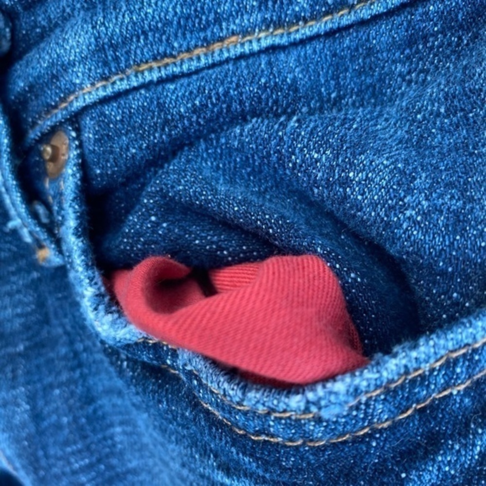 Red Engine Boot Cut Slightly Distressed Jeans - image 5